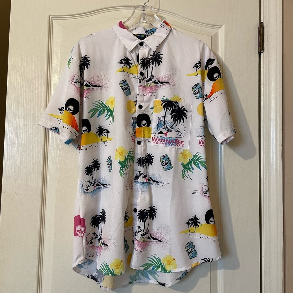 B Fresh Wanna Be Volleyball Retro 80s Style Shirt Size M Pocket Party Festival